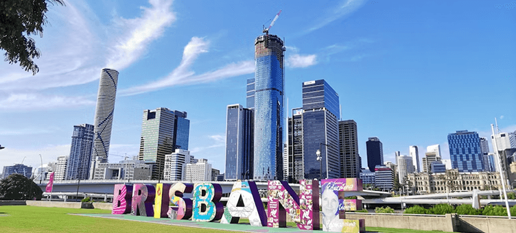 Brisbane city skyline and South Bank precinct