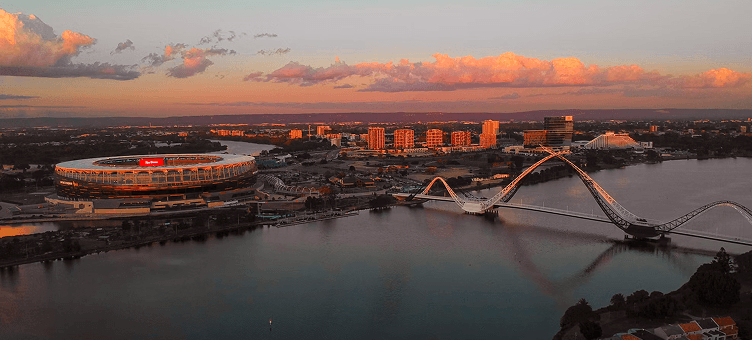 Perth waterfront skyline overlooking Swan River