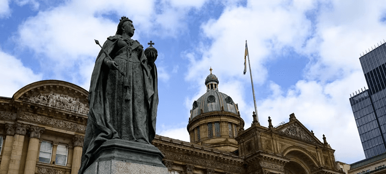 Birmingham city landmark with historic architecture