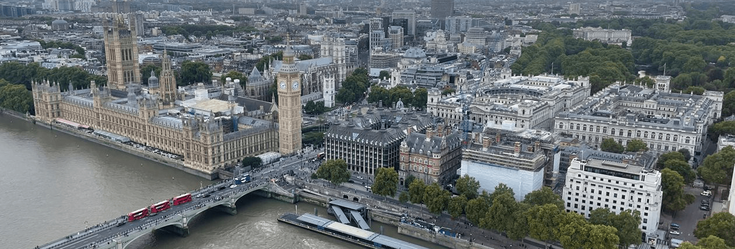 London skyline view with River Thames and Tower Bridge