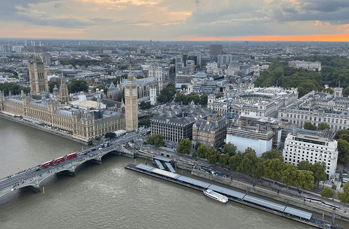 London skyline view with River Thames and Tower Bridge